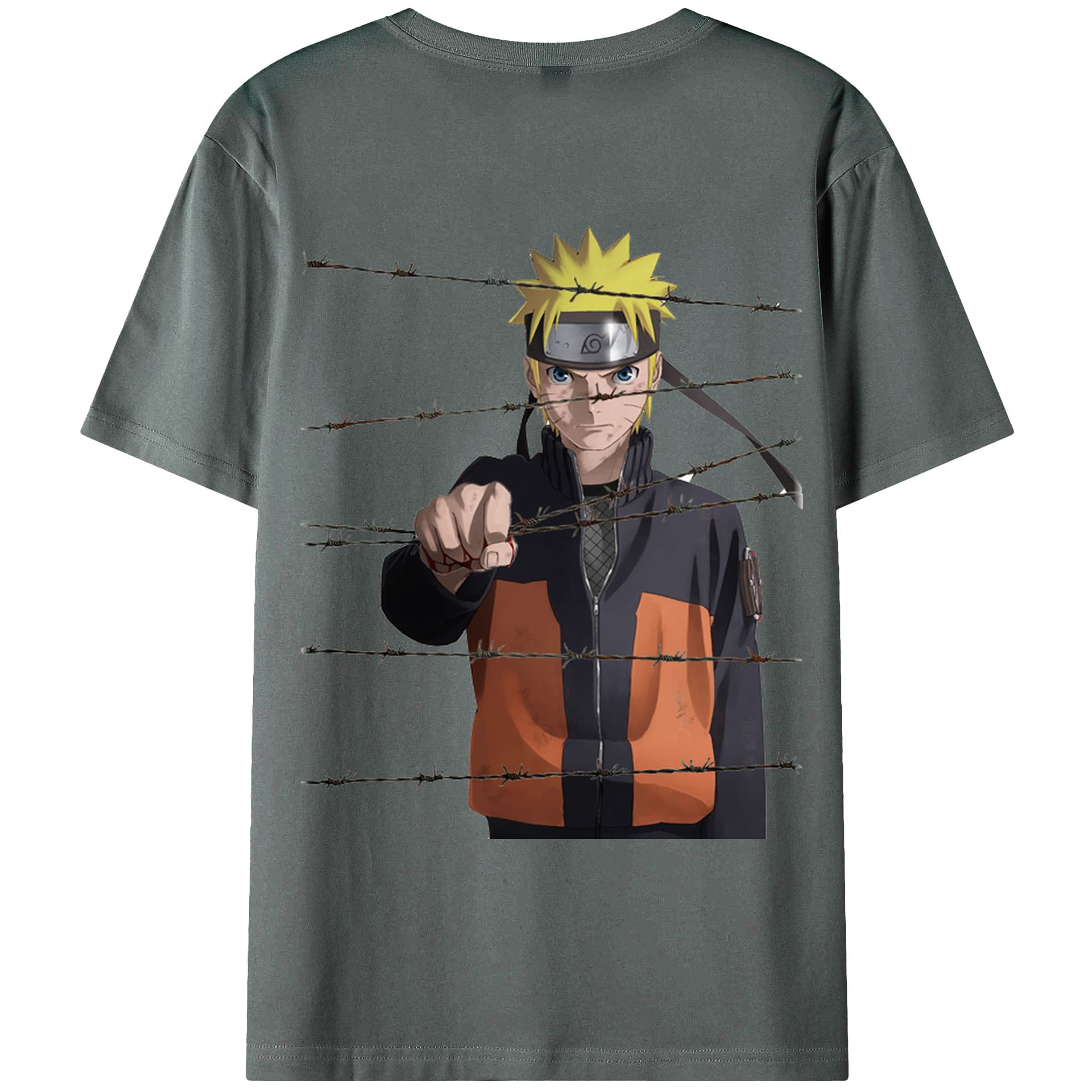 （画像用） NARUTO -ナルト- うずまき ナルト Uzumaki Naruto 綿100％ メンズ半袖Tシャツ（バックプリント） 通気性